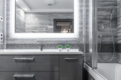 astuces pour aménager une salle de bains en gris et blanc