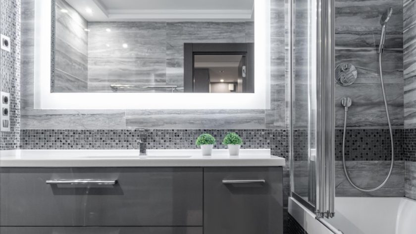 astuces pour aménager une salle de bains en gris et blanc